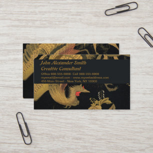 Tarjeta De Visita Vintage Japonés Phoenix Gold Black Bird
