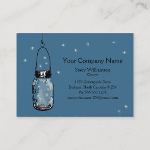 Tarjeta De Visita Vintage Mason Jar & Fireflies