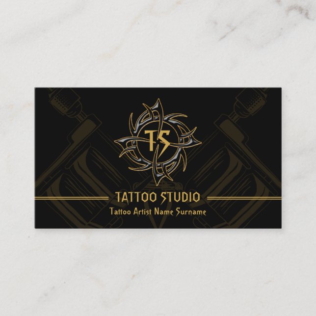 Tarjeta De Visita Vintage Minimal Modern Tattoo Studio (Anverso)