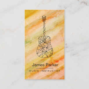 Tarjeta De Visita Vintage minimalista del músico de la guitarra del