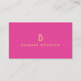 TARJETA DE VISITA VINTAGE MODERNA COLOR ROSA Y ORO INICIAL LOGO MONO