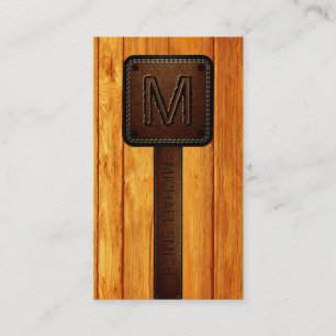 Tarjeta De Visita Vintage Naranja Wood Brown Leather Look