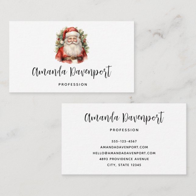 Tarjeta De Visita Vintage Navidad Santa Claus Sonriendo (Anverso / Reverso)