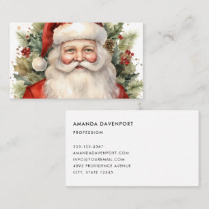 Tarjeta De Visita Vintage Navidad Santa Claus Sonriendo
