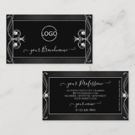 Tarjeta De Visita Vintage Ornate Black Sparkle Jewles Add Logo