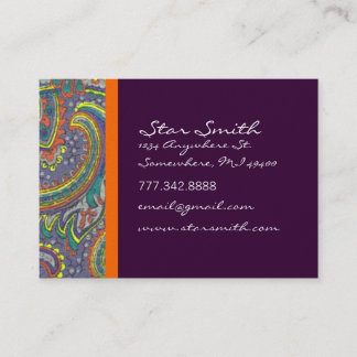 Tarjeta De Visita Vintage Paisley Naranja y Plum