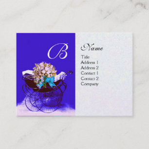 Tarjeta De Visita VINTAGE PRAM CON FLORES BABY SHOWER,papel de perla