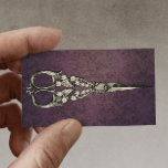 Tarjeta De Visita Vintage Purple Damask Antiguo Scissor Hair Stylist<br><div class="desc">Vintage Purple Damask Antique Scisor Hair Stylist Business Cards.</div>