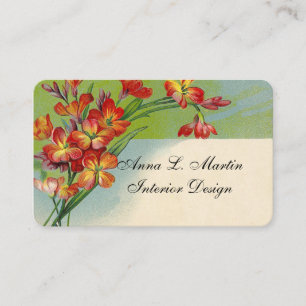 Tarjeta De Visita Vintage Red Floral Calling Card Business