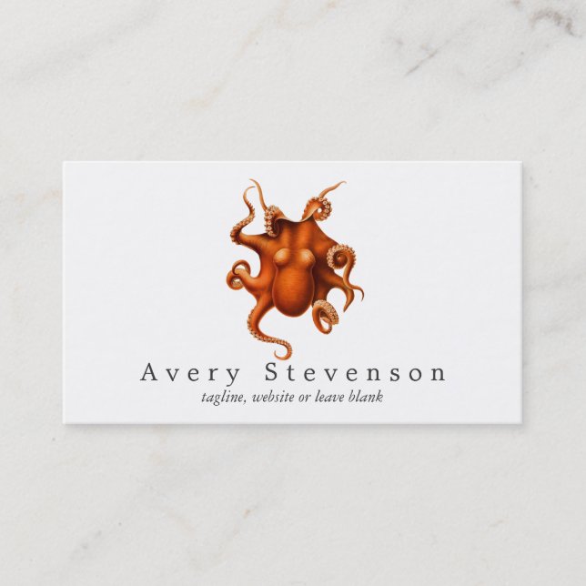 Tarjeta De Visita Vintage Red Octopus Marine Biology Nautical (Anverso)
