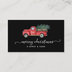 Tarjeta De Visita Vintage Red Truck Feliz Navidad