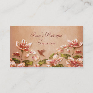 Tarjeta De Visita Vintage rosado de las azaleas floral en el whisky