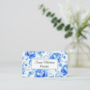 Tarjeta De Visita   Vintage. Rosas azules.