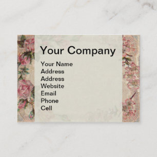 Tarjeta De Visita Vintage Rosas florales Antiguo Soft Girly