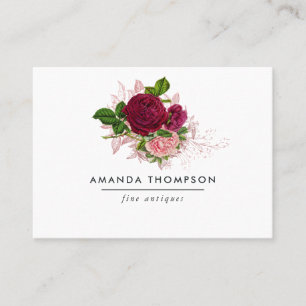 Tarjeta De Visita Vintage Rubor y Burgundy Watercolor Floral