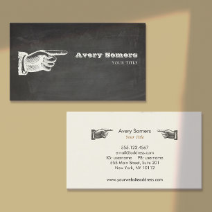 Tarjeta De Visita Vintage Rustic Black Finger Apintando la mano