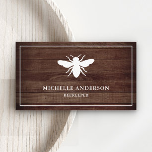 Tarjeta De Visita Vintage Rustic Wood Honey Bee Beekeeper