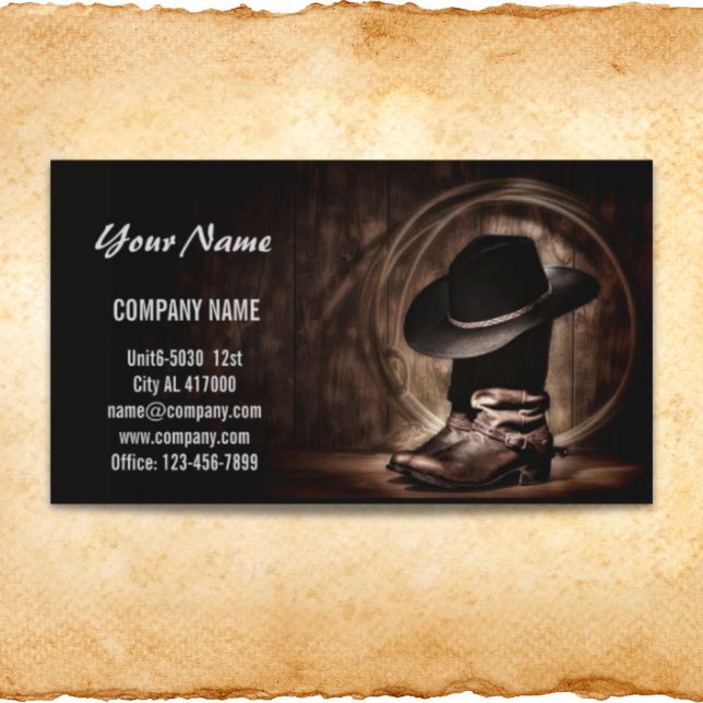 Tarjeta De Visita vintage rústico botas de vaquero occidente país (rustic vintage cowboy boots western country business card)