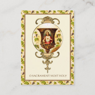 Tarjeta De Visita Vintage Sagrado Corazón de Jesús Calice Prayer