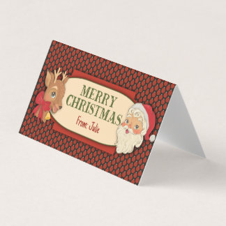 Tarjeta De Visita Vintage Santa Merry Christmas Treat Bag Topper