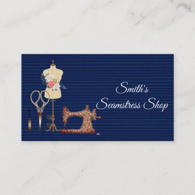 Tarjeta De Visita Vintage Seamstress (Anverso)