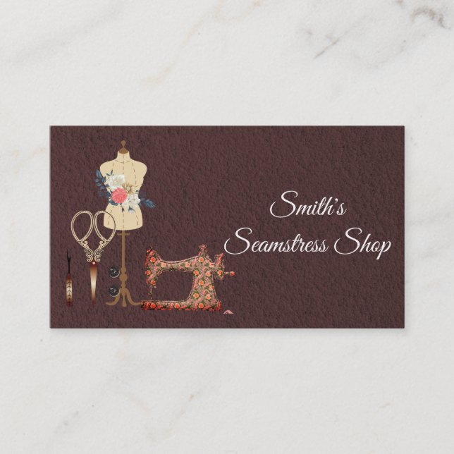 Tarjeta De Visita Vintage Seamstress (Anverso)