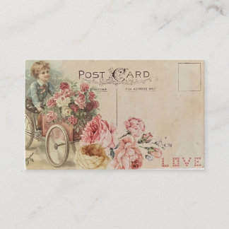 Tarjeta De Visita Vintage Spring Boy Flowers