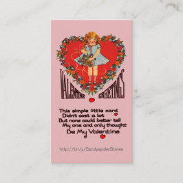Tarjeta De Visita Vintage Valentines Wreath con Chica Retro