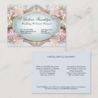 Tarjeta De Visita Vintage Victorian Pink Roses Event Planner