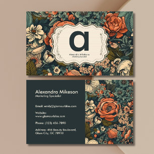 Tarjeta De Visita Vintage Watercolor Flowers Professional