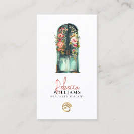 Tarjeta De Visita Vintage Watercolor Front Door Real Estate Agent