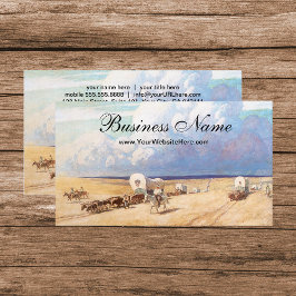 Tarjeta De Visita Vintage Western Cowboys, vagones cubiertos por Wye
