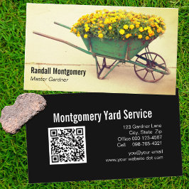 Tarjeta De Visita Vintage Wheelbarrow Flowers Gardener QR Code