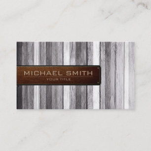Tarjeta De Visita Vintage Wood Elegant Leather Look