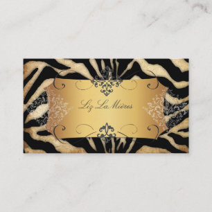TARJETA DE VISITA VINTAGE ZEBRA/LACE DAMASK