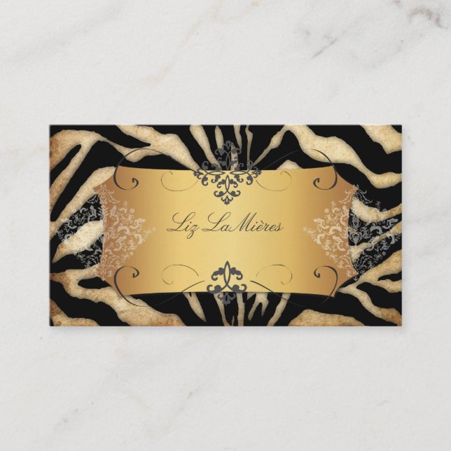 TARJETA DE VISITA VINTAGE ZEBRA/LACE DAMASK (Anverso)