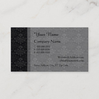 Tarjeta De Visita Vintnage Floral Damask Black Gray Custom