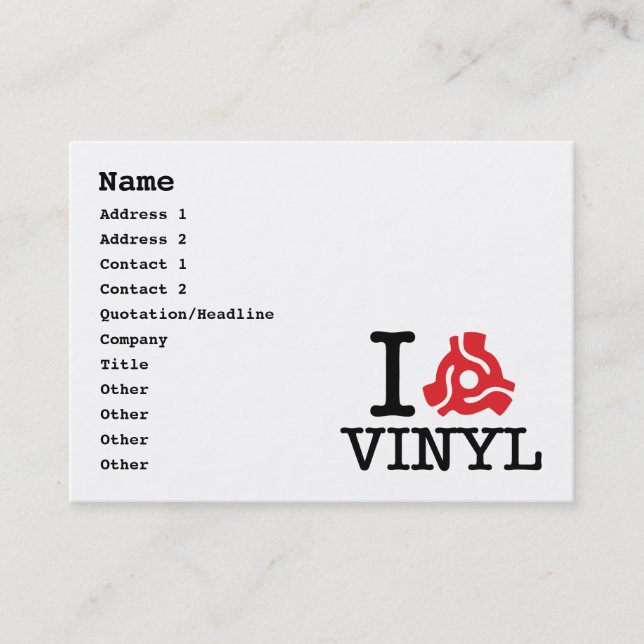 Tarjeta De Visita Vinyl adaptador I 45 (Anverso)