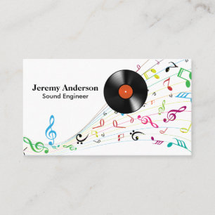 Tarjeta De Visita Vinyl Recors   Notas musicales