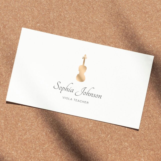 Tarjeta De Visita Viola Teacher Gold Profesional White (Subido por el creador)