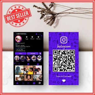Tarjeta De Visita Violet Instagram Salón de Cabello QR Redes Sociale