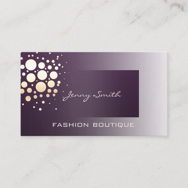 Tarjeta De Visita Violeta dorada/bronce elegante profesional (Anverso)