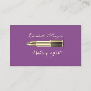 Tarjeta De Visita Violeta Moderno y Elegante - Maquillaje - Lápiz La