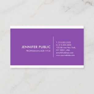 Tarjeta De Visita Violeta Plano Profesional Moderno Elegante Simple