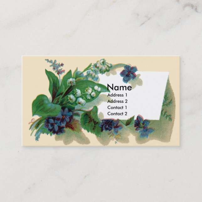 Tarjeta De Visita Violetas y Victorian del lirio de los valles (Anverso)