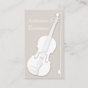 Tarjeta De Visita Violín blanco y doblar simplemente elegante reprod