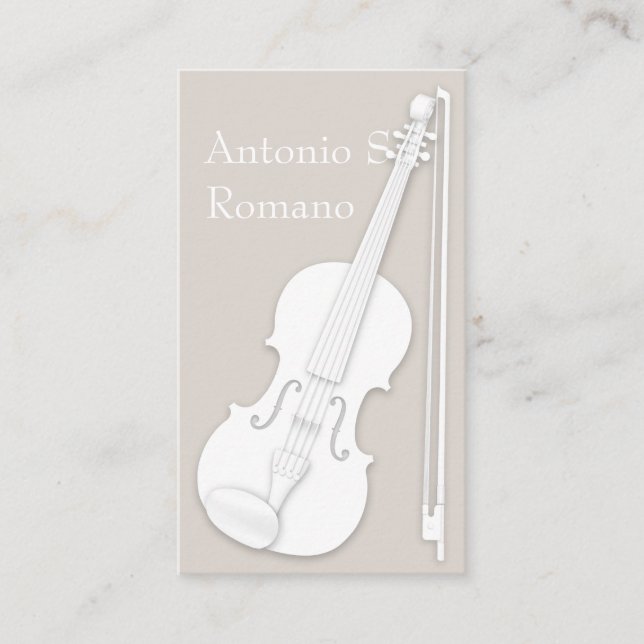 Tarjeta De Visita Violín blanco y doblar simplemente elegante reprod (Anverso)