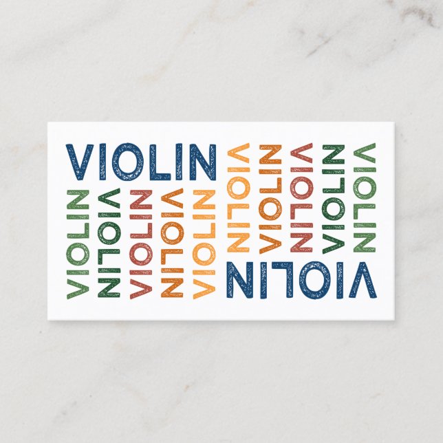 Tarjeta De Visita Violin Cute Colorful (Anverso)