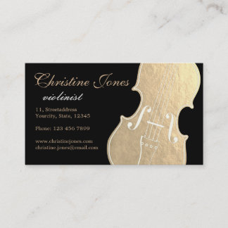 Tarjeta De Visita violín de Relieve metalizado de oro falso