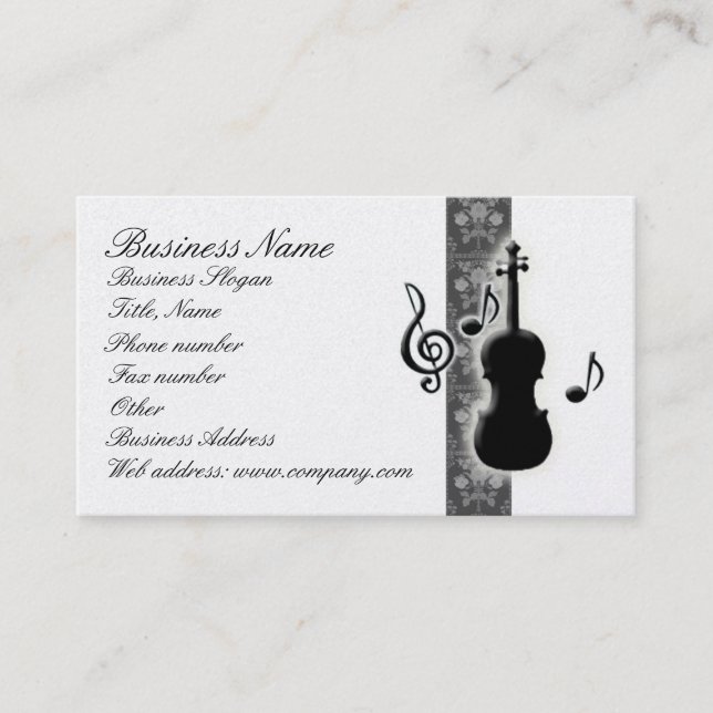 Tarjeta De Visita Violin Music Notes Business Card (Anverso)